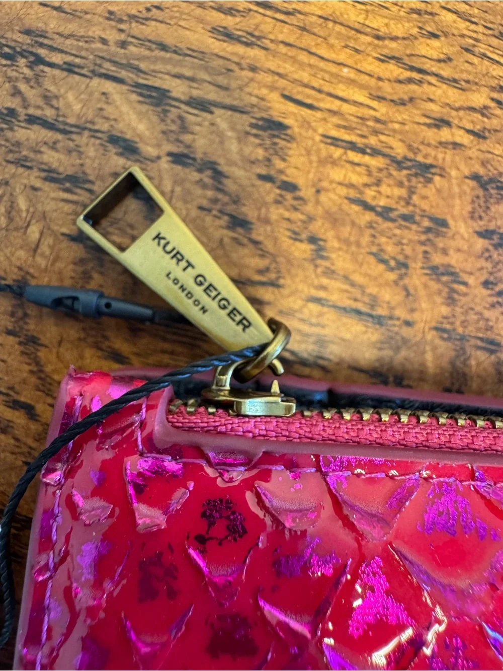 NWT Kurt Geiger London  Chelsea Fold Wallet - Fuchsia Snake Print